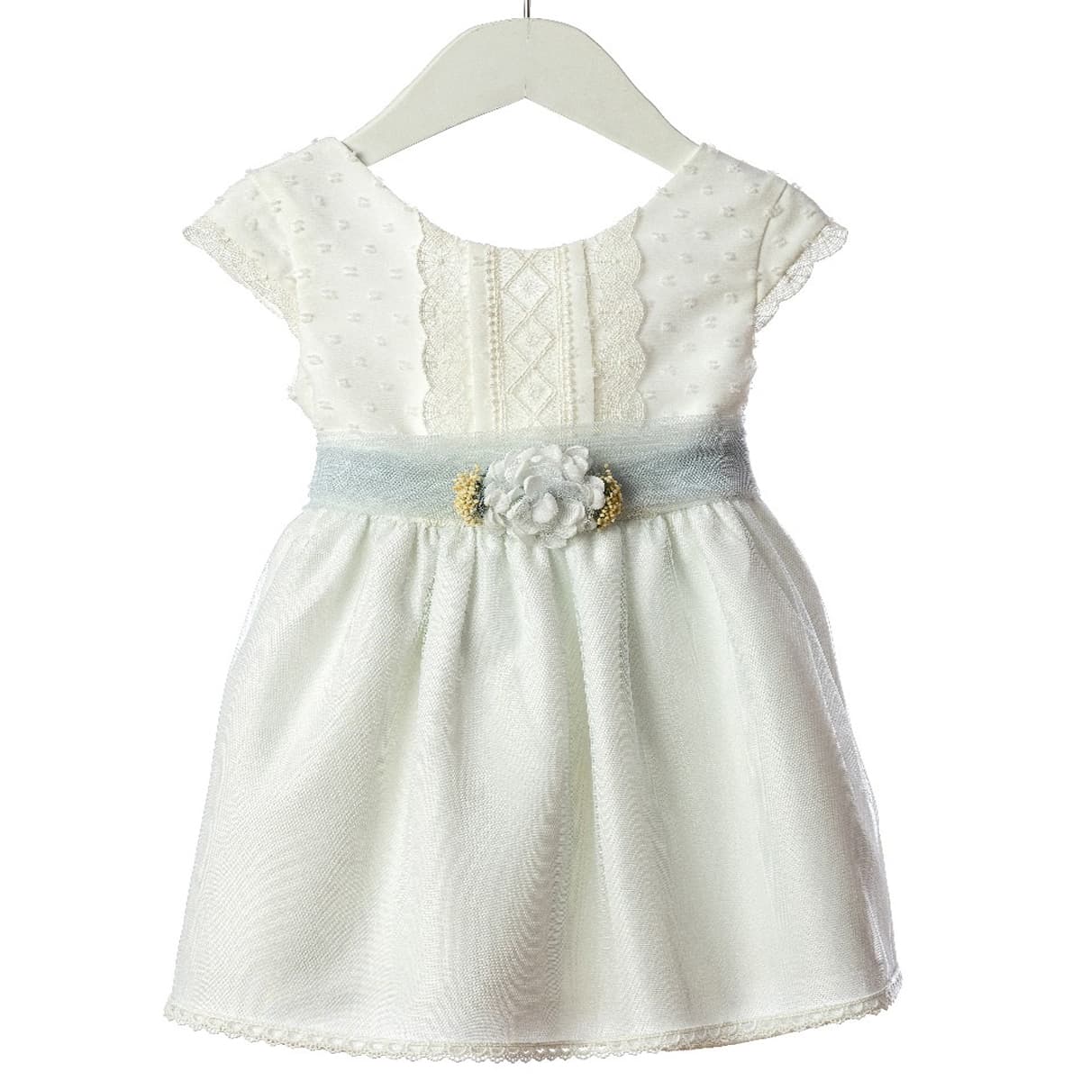 Vestido de cerimónia azul/cru com flor destacável – Lilus 36162