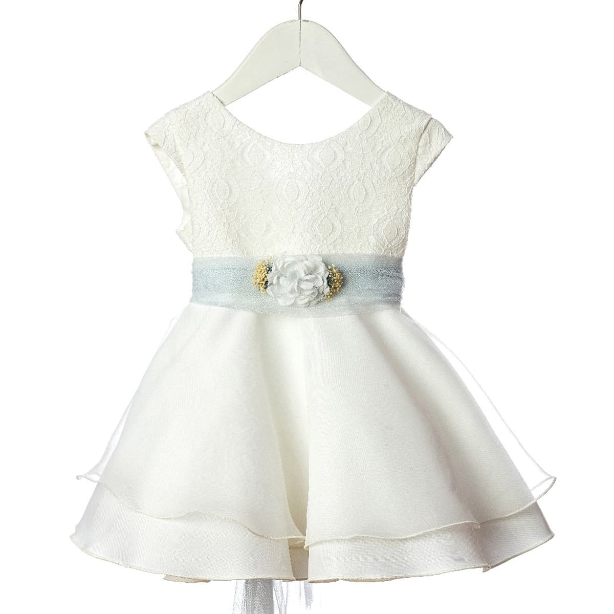 Vestido de cerimónia azul/cru com flor destacável – Lilus 36162