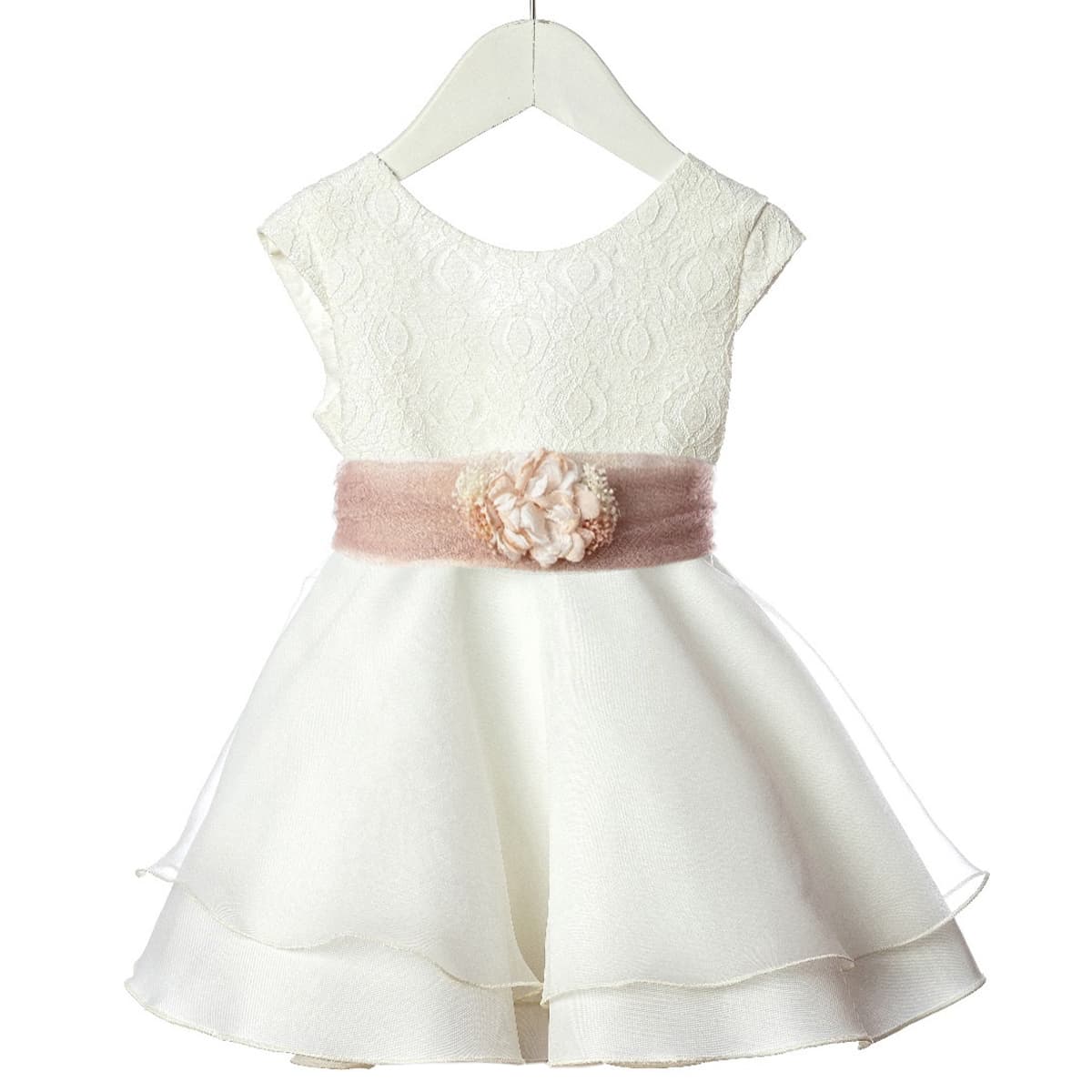 Vestido de cerimónia azul/cru com flor destacável – Lilus 36162