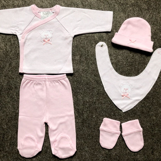 Conjunto de oferta para bebé recém-nascido com 5 peças, ursinho de peluche – 100% algodão Duffi Baby 781