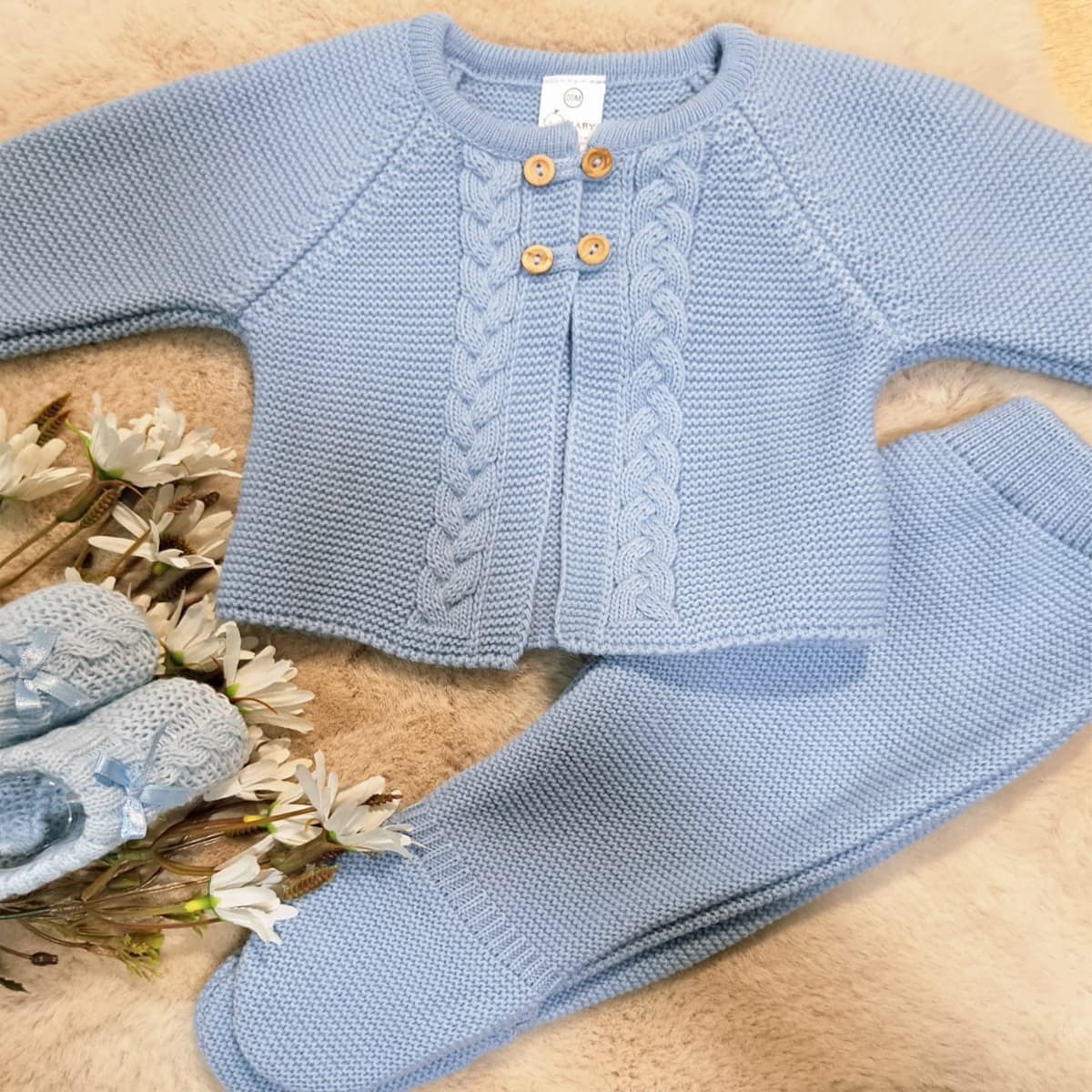 Conjunto de Lana para Bebé Azul Clásico, suave y encantador Pelottas Kids C5046
