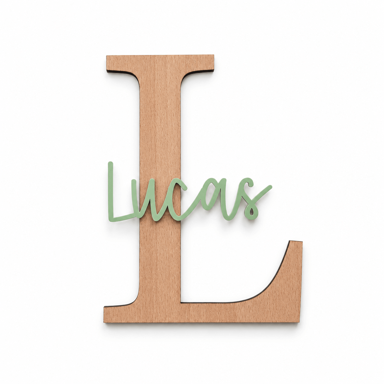 Letra Inicial Personalizada con Nombre – Madera y Metacrilato 🤍