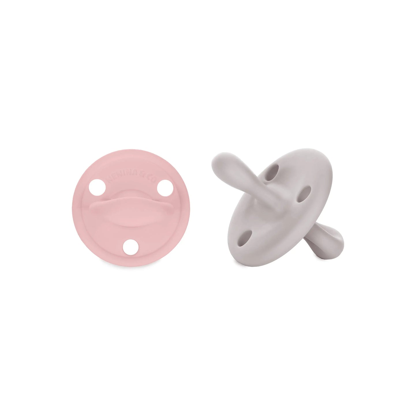 Chupete DIAMOND By Nenina & Co Rosa Pálido y Gris | Silicona Orgánica para Bebé +12 Meses
