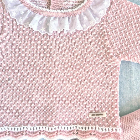 Conjunto de punto perlé para bebé – Maquillaje | Don Algodón DA-9800 (0 a 6 meses)