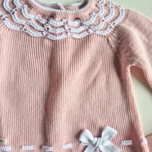 Conjunto de punto perlé para bebé – Maquillaje | Don Algodón DA-9807 (0 a 3 meses)