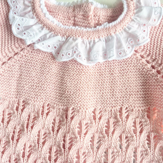 Conjunto de punto perlé para bebé – Maquillaje | Don Algodón DA-9809 (00 a 6 meses)
