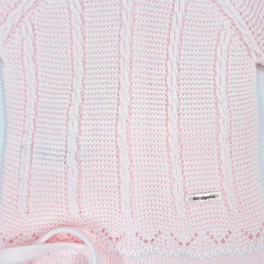 Conjunto de primera puesta rosa para bebé con capota Lana 100% acrílica Don Algodón DAB-7G
