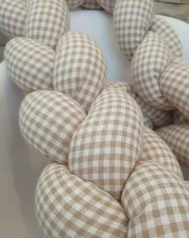 Trenza Protectora de Cuna y Cama Artesanal - Vichy Beige