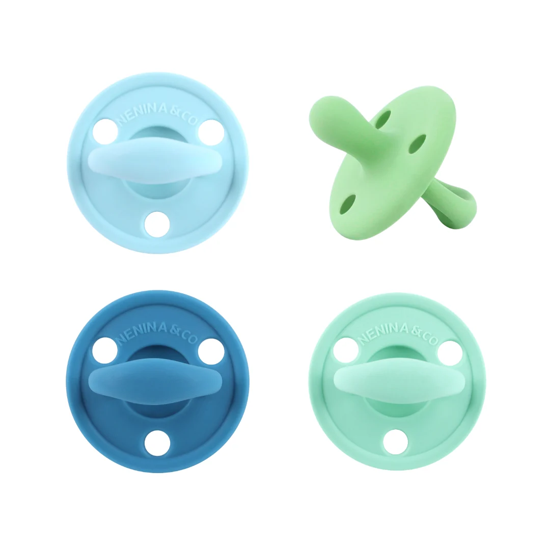 Kit 2 Chupetes Clásicos para Bebé Azul y Celeste | Silicona Orgánica Nenina & Co