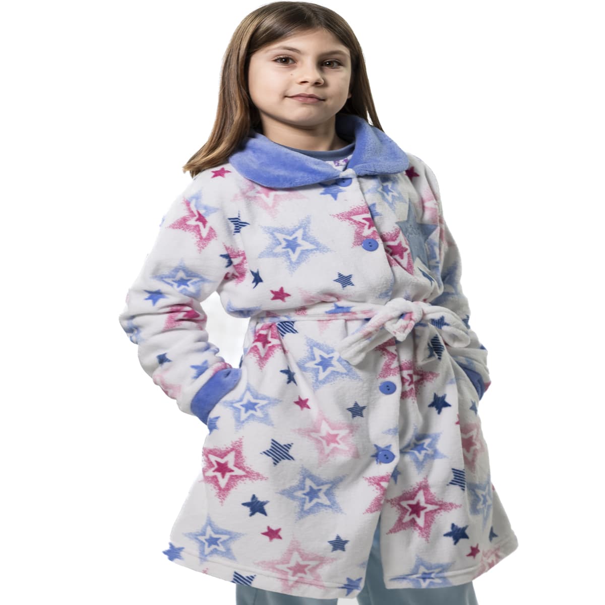 Nacarina 8134 KINANIT robe de menina jovem em coral suave com estampado de estrelas
