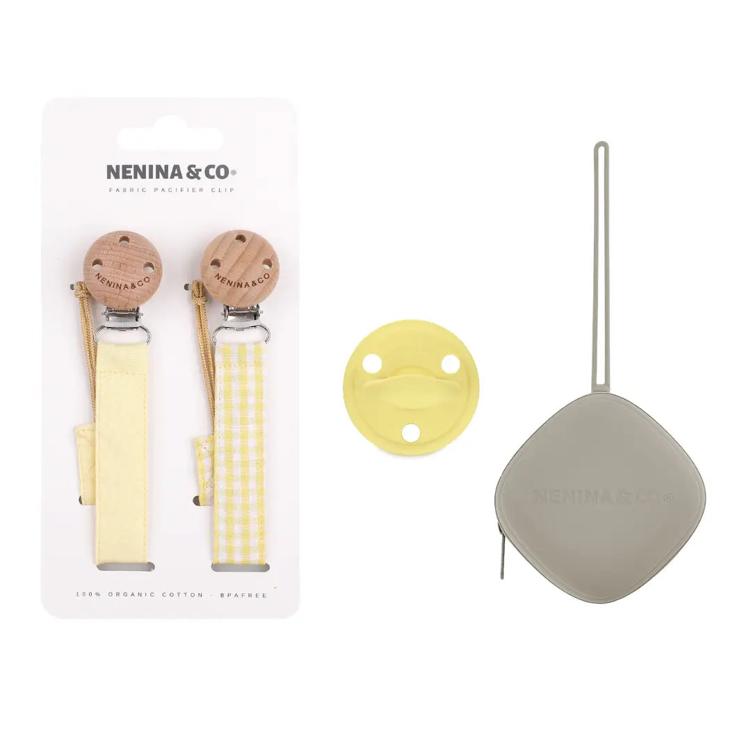 Kit 1 Chupete + 2 Chupeteros + 1 Guardachupete DIAMOND Nenina & Co Amarillo