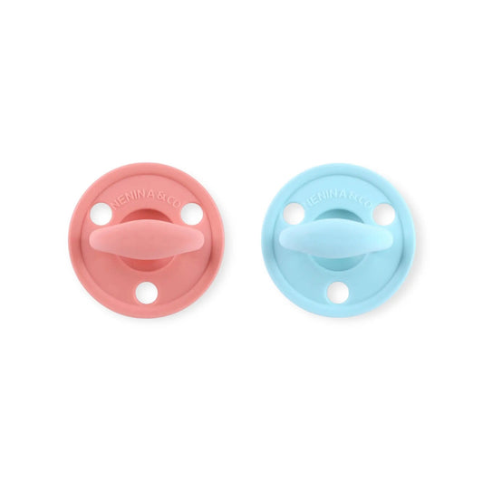 Kit 2 Chupetes Clásicos para Bebé Rosa y Celeste | Silicona Orgánica Nenina & Co