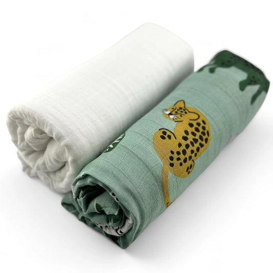 Pack 2 Muselinas Tigre + White 70% Bamboo +30 % Algodón Nenina & Co