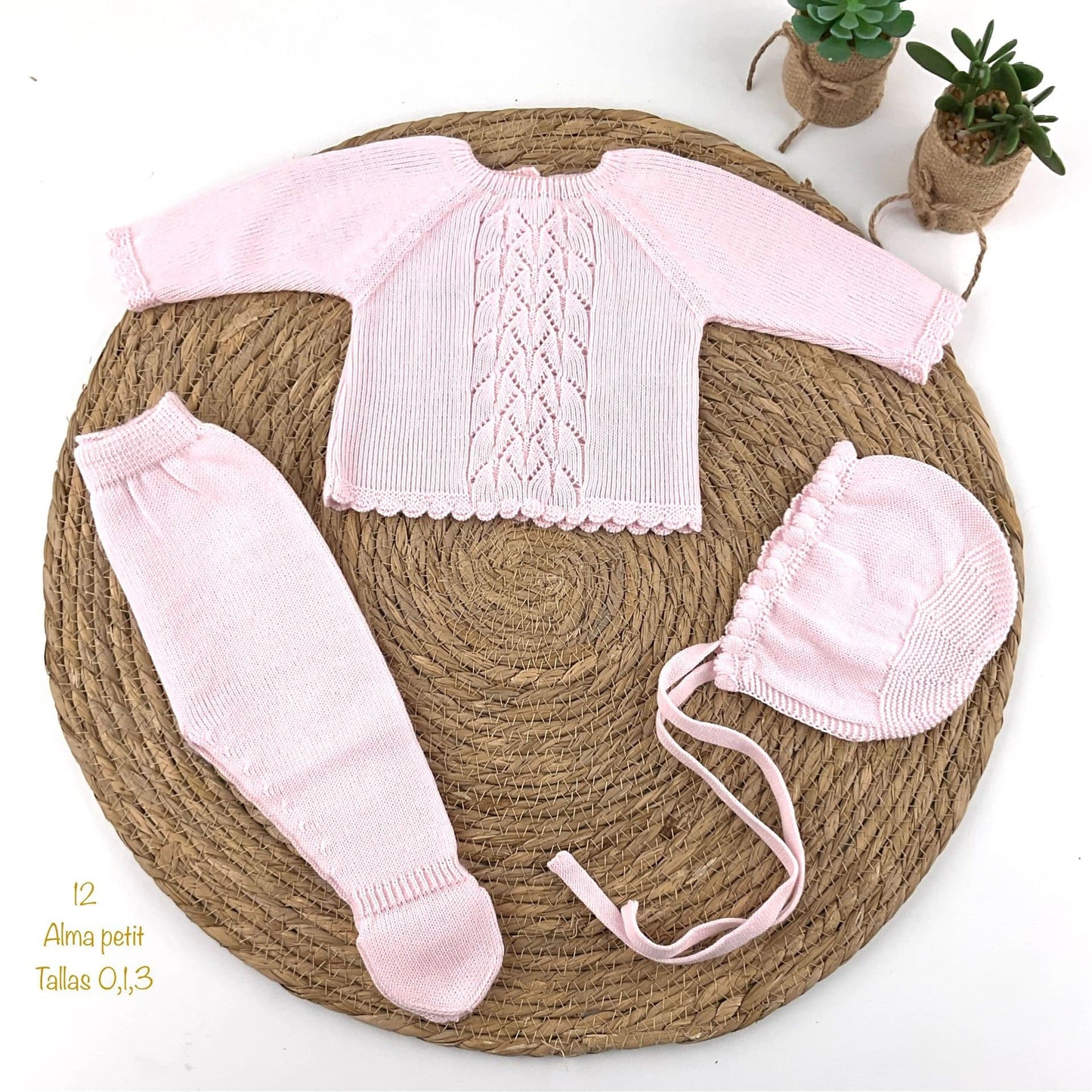 Conjunto bebé de perlé rosa Alma Petit – Amor en cada puntada 12