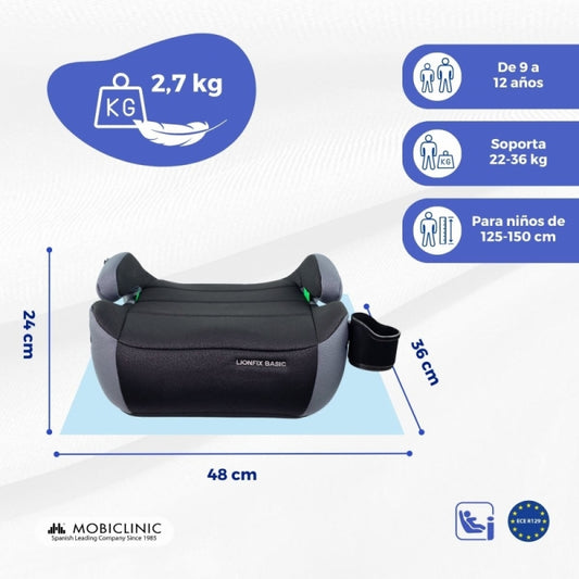 Elevador coche infantil LionFix Basic IsoFix i-Size 125-150 cm Seguridad y confort