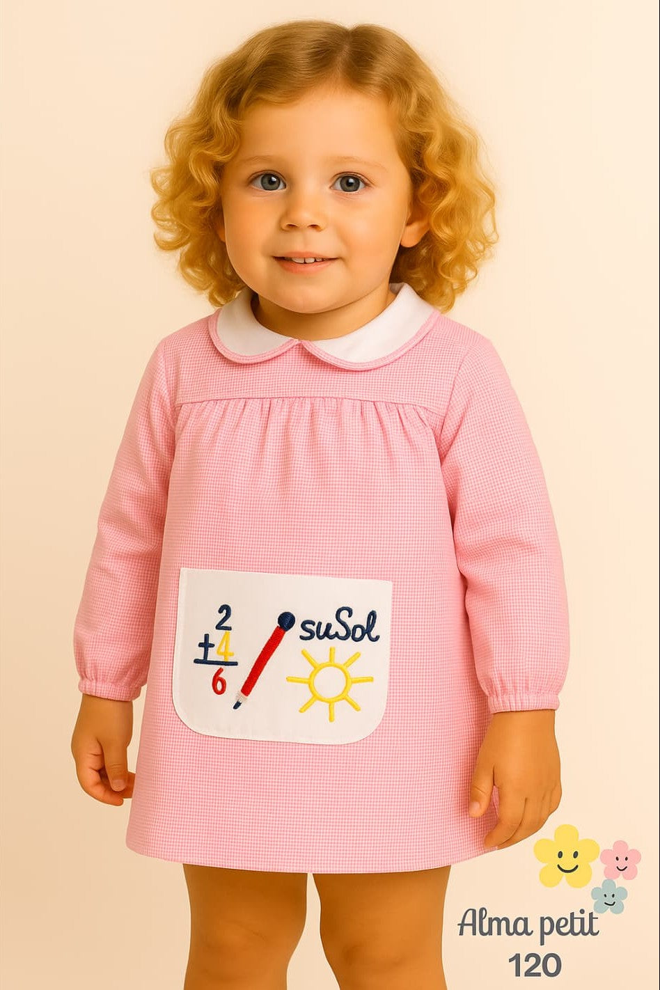 Uniforme scolaire brodé Alma Petit 169800120 avec poche à imprimé rayé