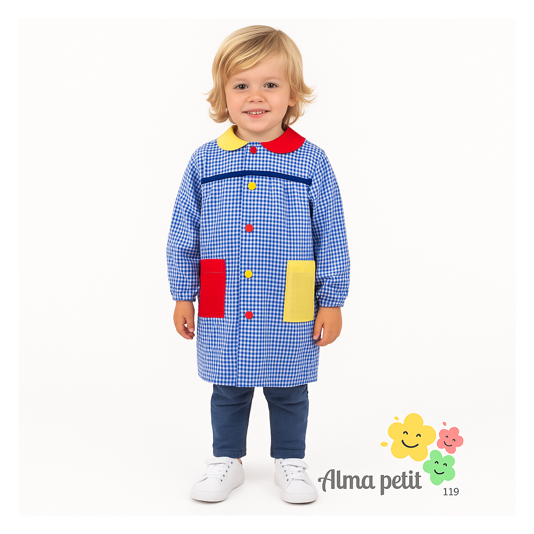 Écolière bleu bébé avec détails de couleur 209800119 – Alma Petit Schoolgirls