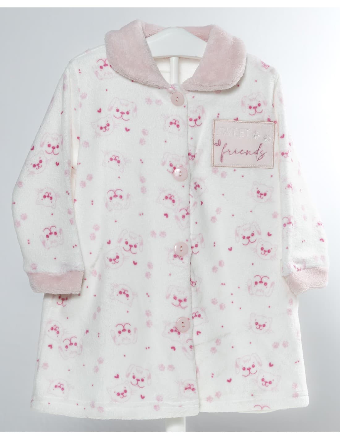 Roupão de Banho KINANIT Baby Coral Fleece com Estampado Coração 8309