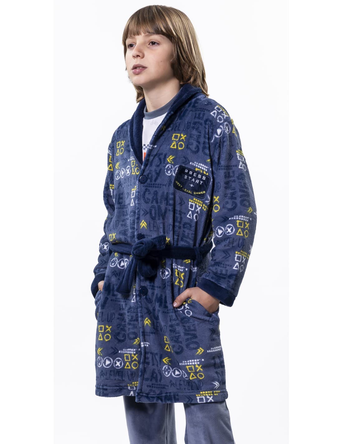 Robe de chambre pour jeune fille Nacarina 8134 KINANIT en corail doux avec imprimé étoiles