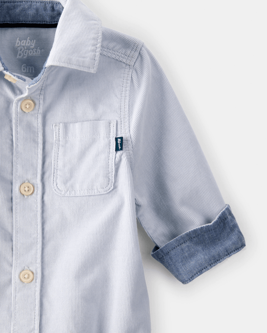 Body camisa de pana con botones azul