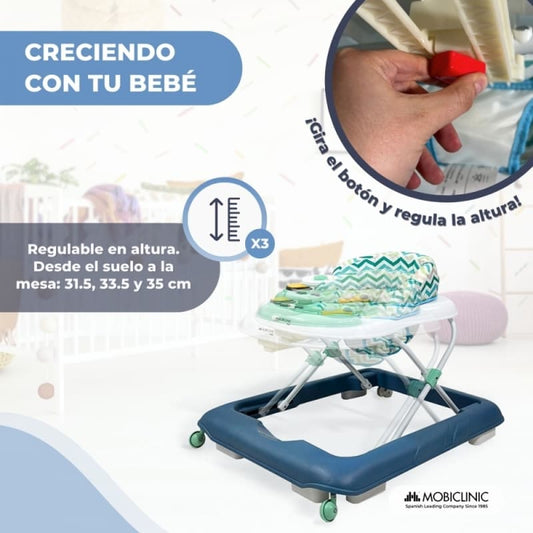 Caminador para Bebé Ajustable en 3 Alturas Plegable con Luces Música y Juguetes Mobiclinic MIF-00003/02