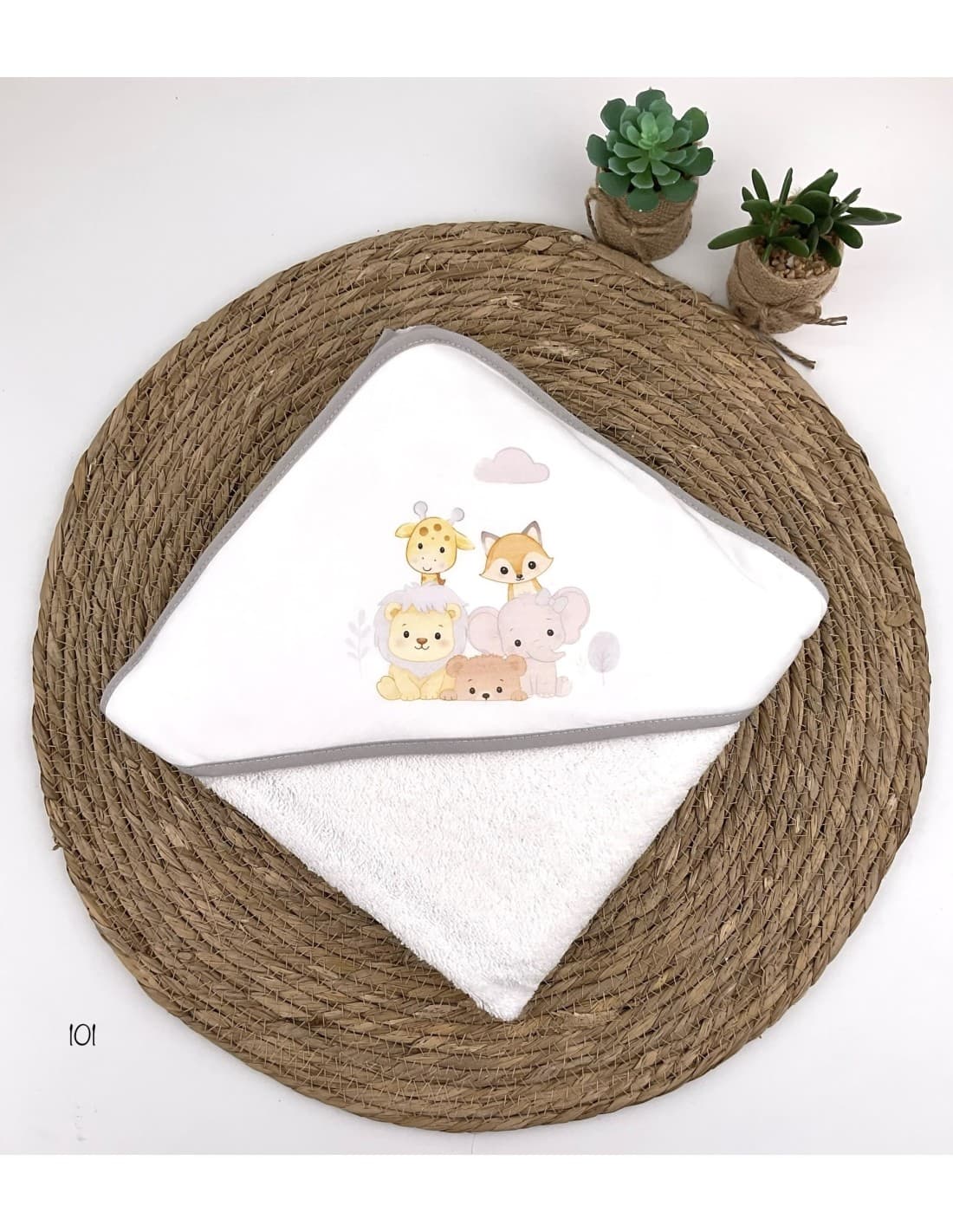 Capa de baño bebé Alma Animales 100% algodón suave Con capucha 521100101