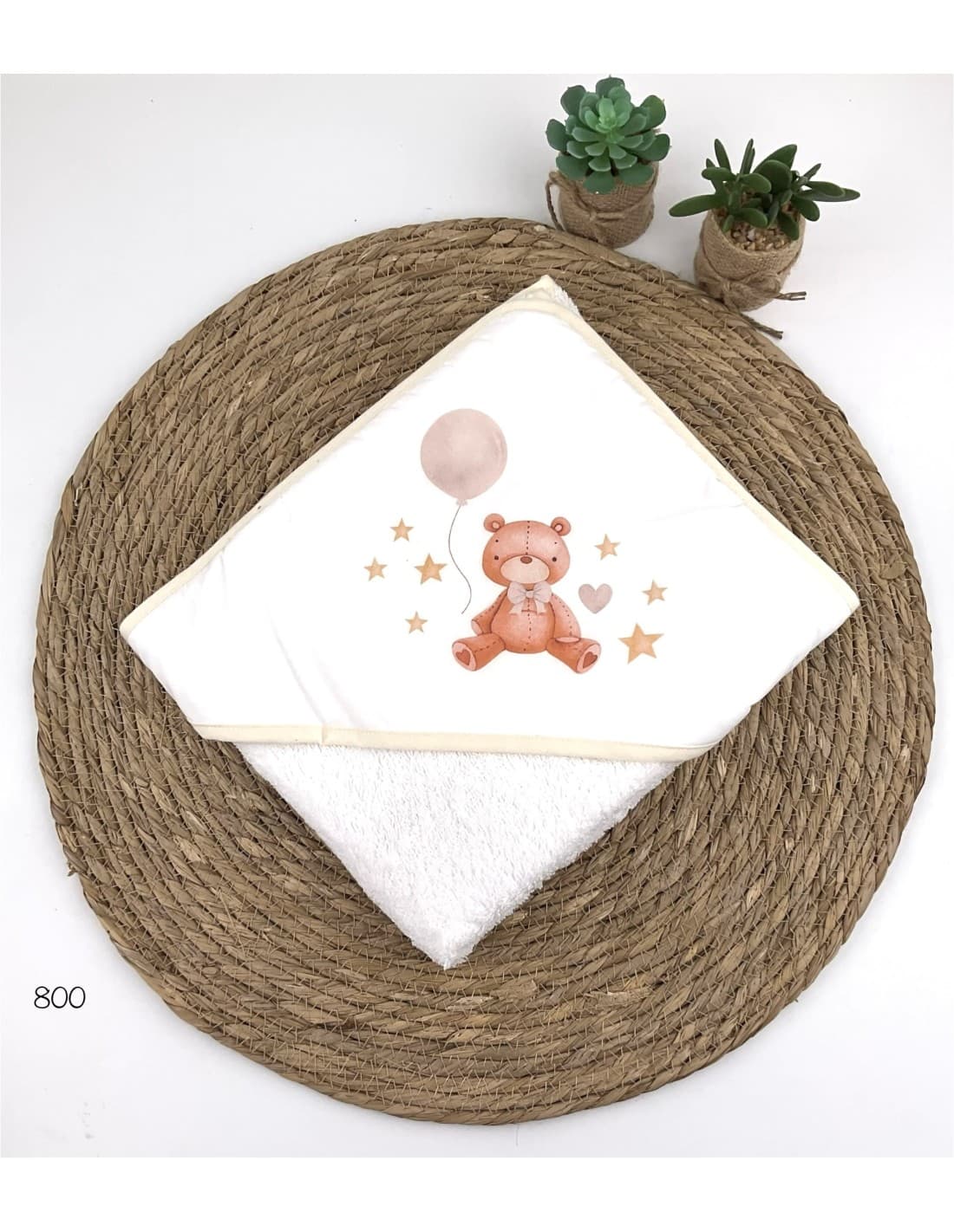 Capa de baño bebé Alma Petit Oso Globo 100% algodón suave Con capucha 521100800