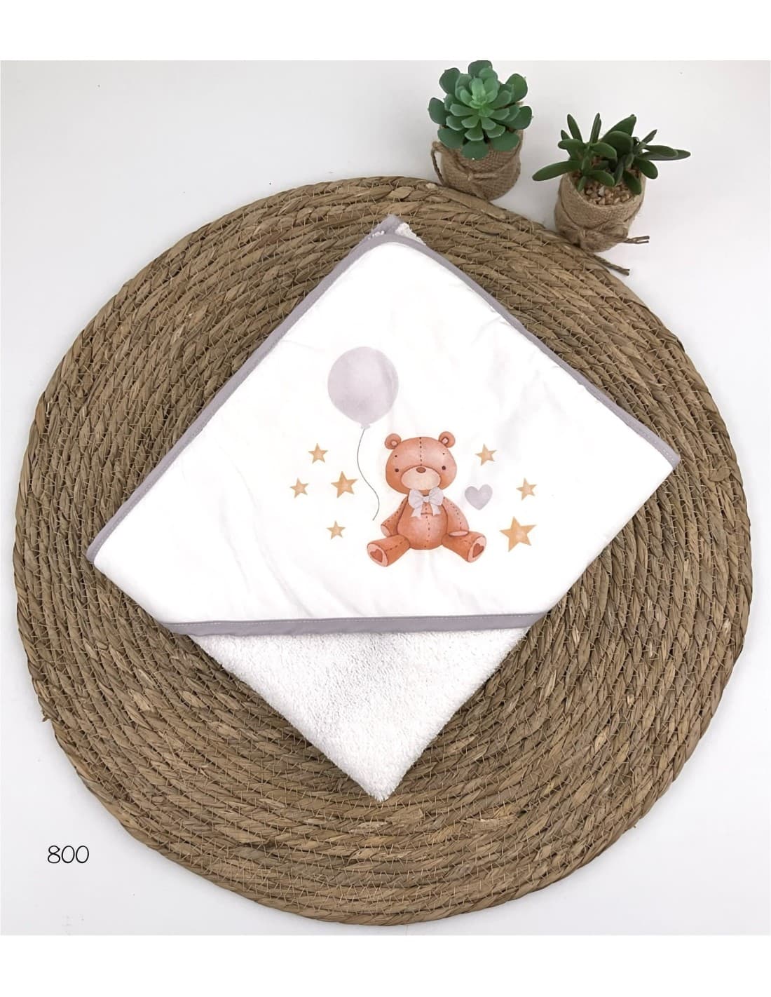 Capa de baño bebé Alma Petit Oso Globo 100% algodón suave Con capucha 521100800