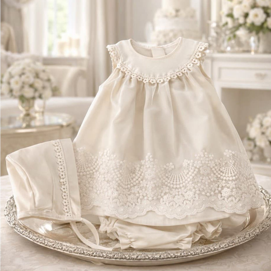 Chambrita ceremonia bebé con bordado y puntilla BABY FERR 622026150 – Elegancia para momentos únicos 🤍