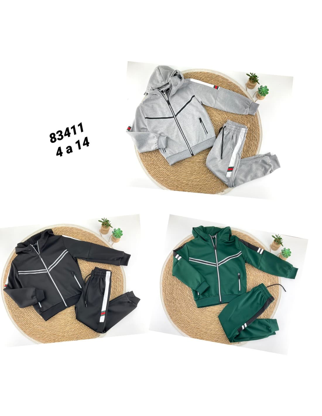 Chándal niño con capucha y cremallera 3 colores 522183411 (4 a 14 años)