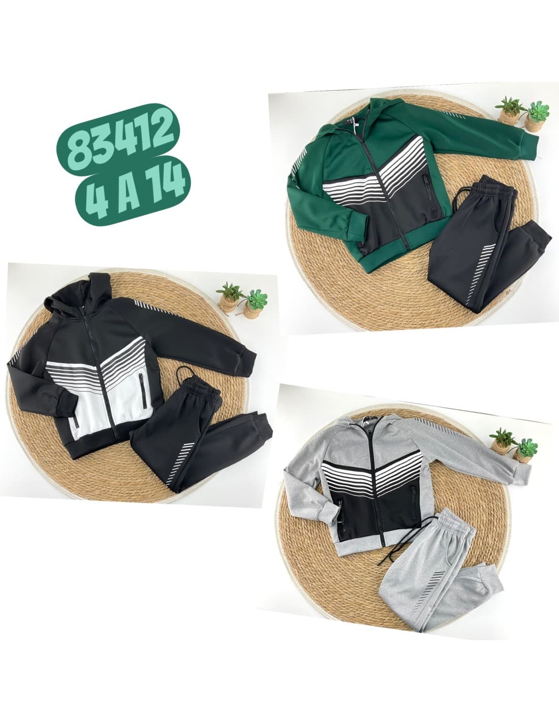 Chándal niño acetato con cremallera y capucha 522183412 (4 a 14 años)