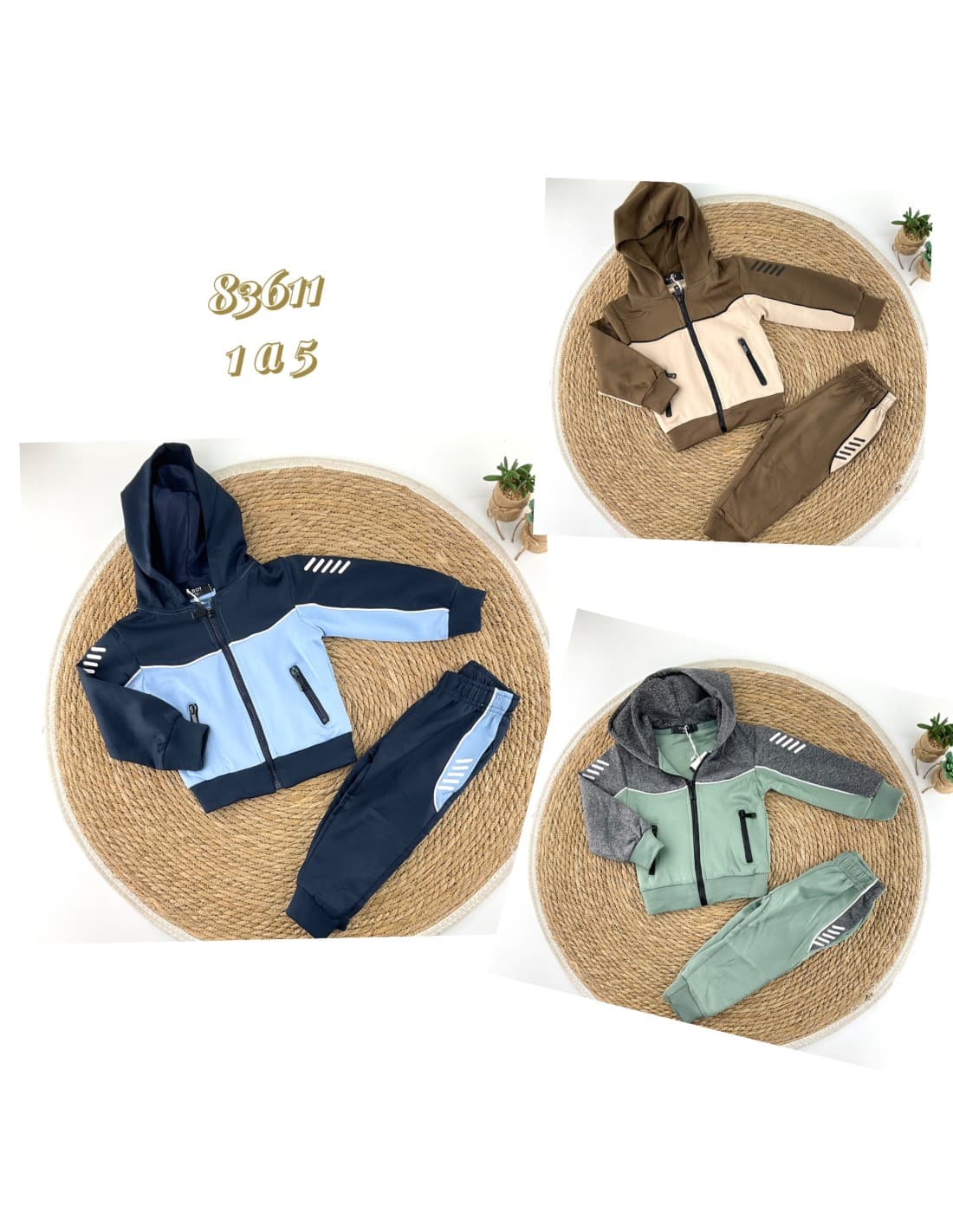 Fato de treino de acetato para menino com casaco e calças 522183611 (1 a 5 anos)