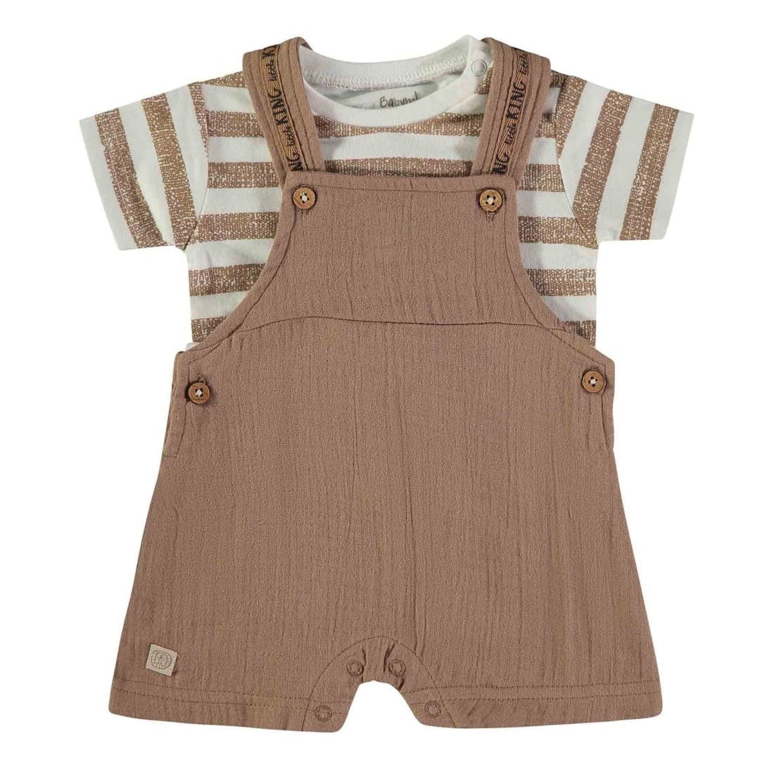 Conjunto bebé dos piezas con peto marrón Babybol 622060863