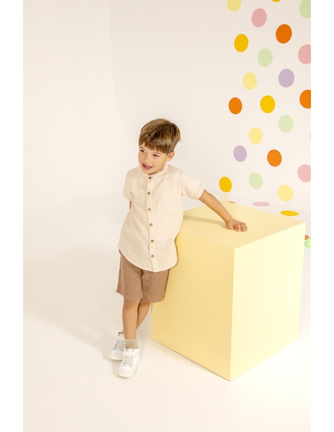 Conjunto bebé niño verano beige y marrón Babybol cómodo y natural 622062710