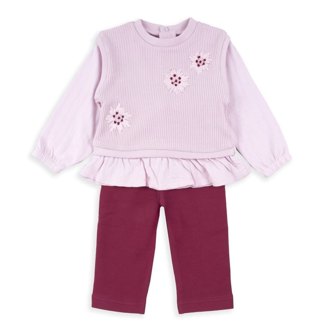 Conjunto Babybol rosa para menina com bordado floral 522151038 Conforto e estilo