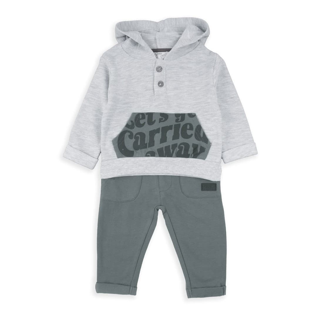Conjunto bebé niño Babybol gris y verde con sudadera y pantalón 522152110 Comodidad y estilo casual