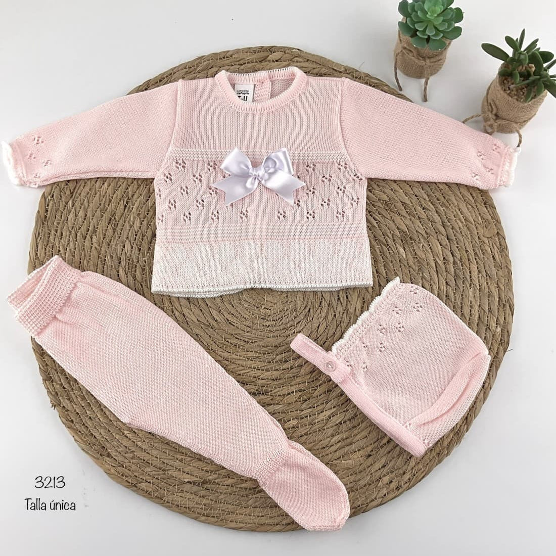 Conjunto de fios de pérolas para bebé 3213 Casinha do Pepito Rosa