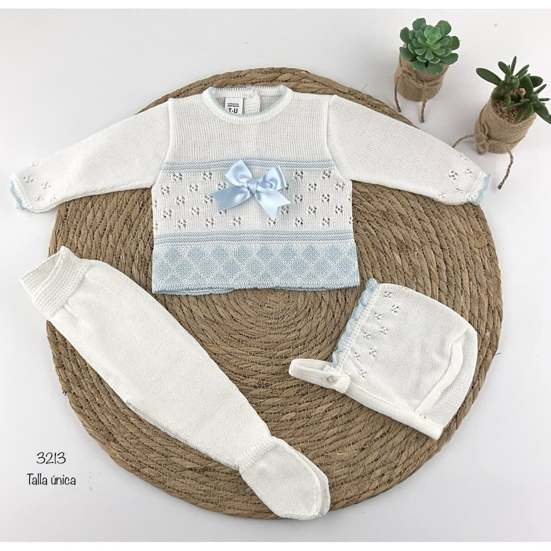 Conjunto de fios de pérolas para bebé 3213 Casinha do Pepito Branco Azul