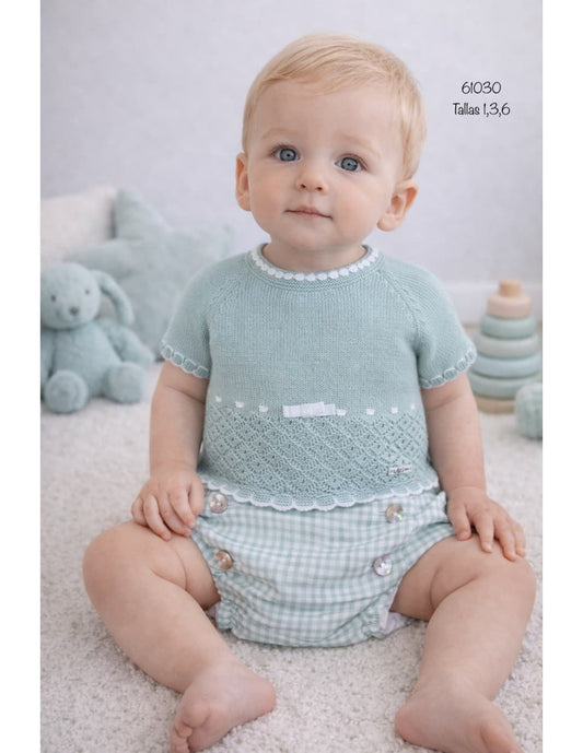 Conjunto bebé niño de hilo jersey y braguita cuadros vichy – VISI 621061030