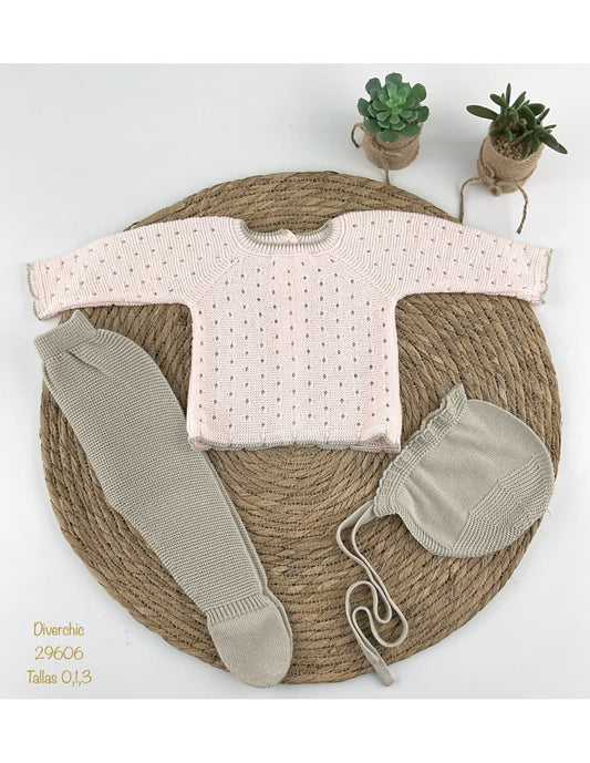 Conjunto primera puesta para bebé de perlé 29606 Diverchic Rosa