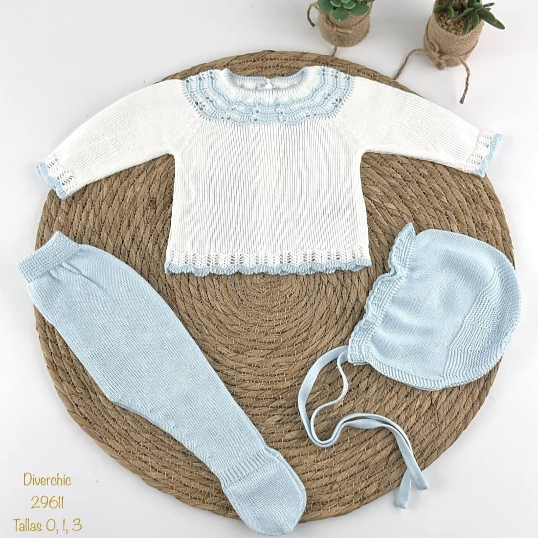 Conjunto primera puesta para bebé de perlé 29611 Diverchic Blanco Celeste