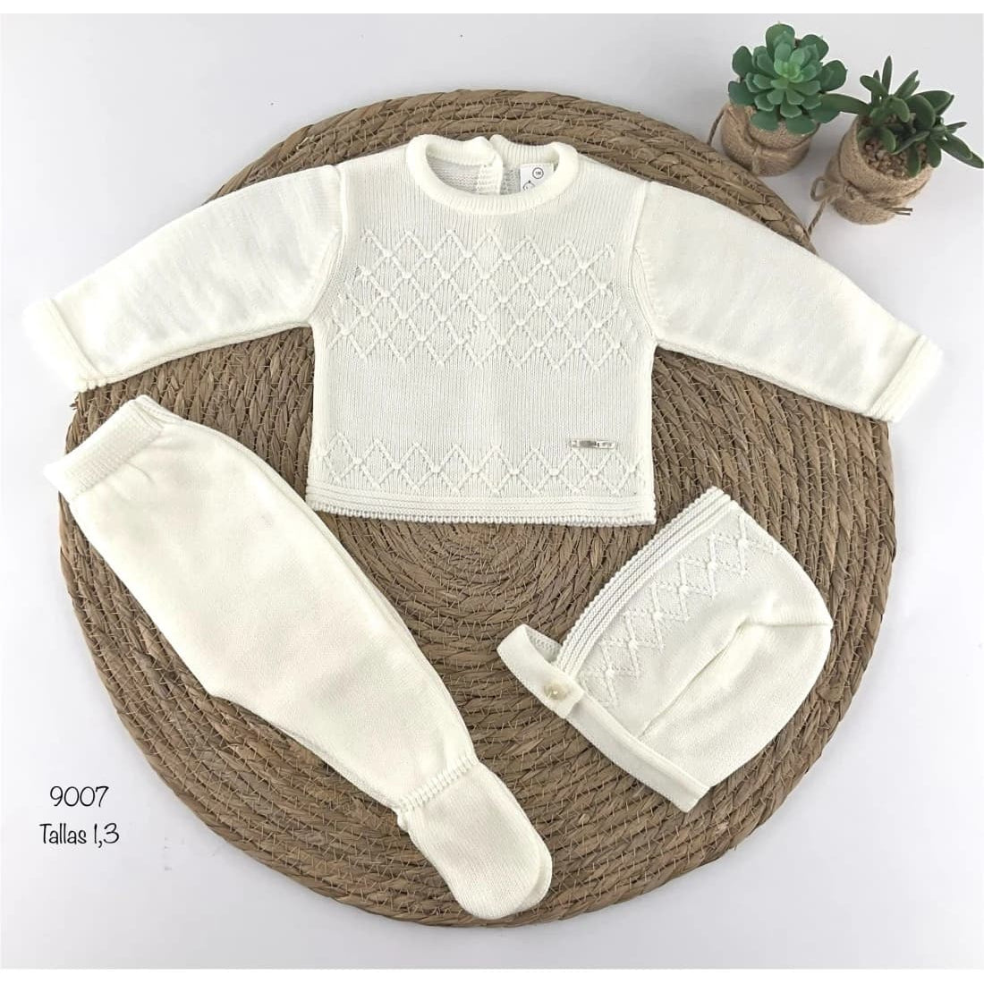 Conjunto bebé primera puesta de lana 521109007 crudo