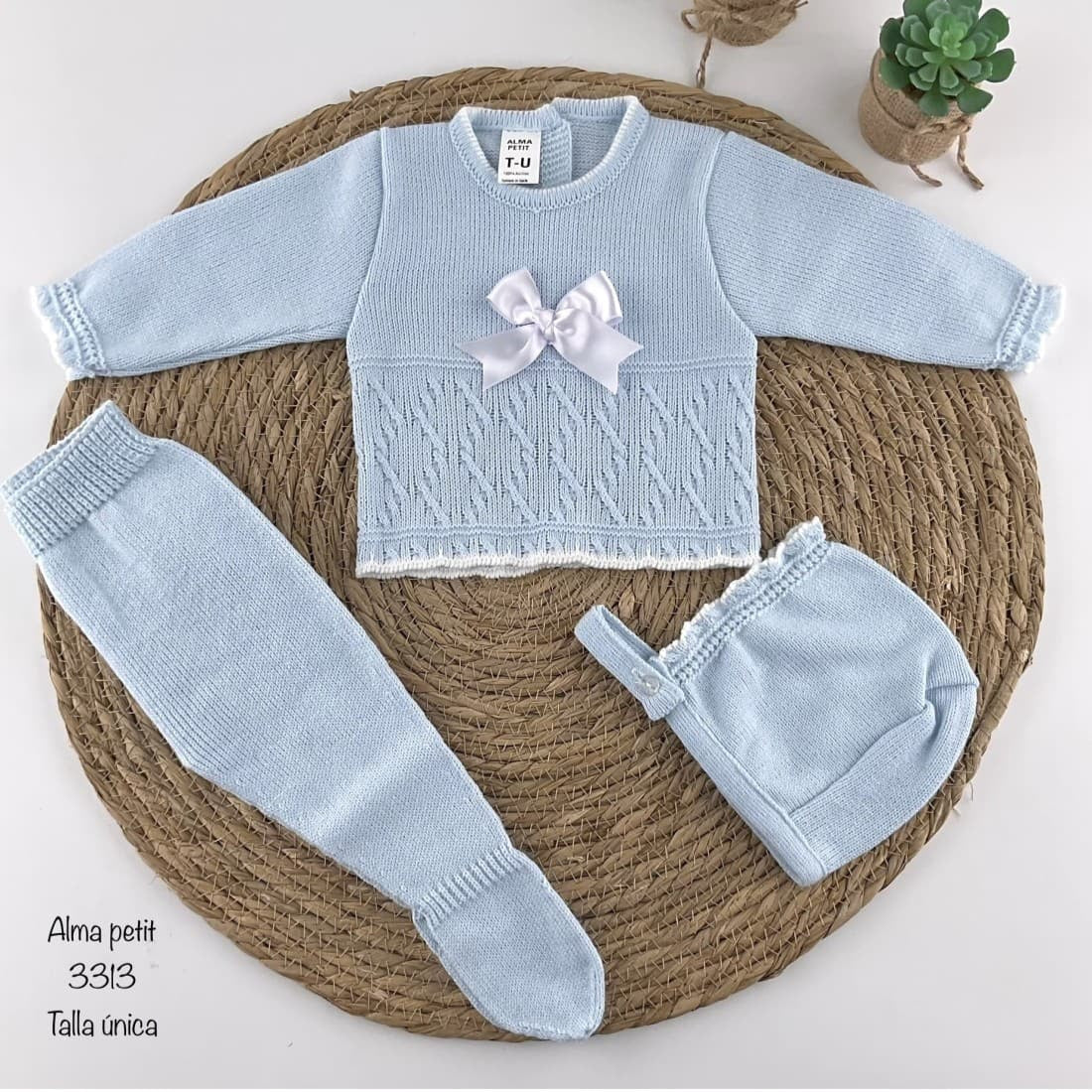 Ensemble première tenue bébé en laine 3313 Celeste Alma Petit
