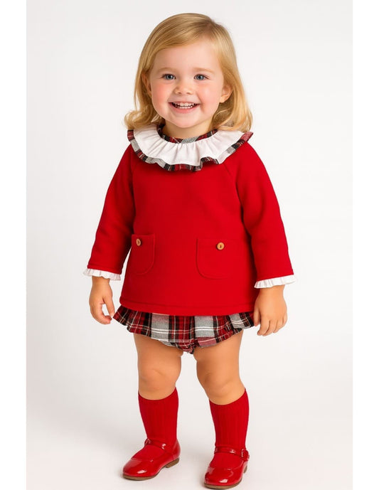 Conjunto bebé niña Creaciones Baby Ferr 422124711 – Rojo con cuadros escoceses