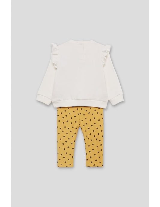 Conjunto bebé niña Street Monkey con sudadera “Little Happy” y leggings mostaza 522153030 (3 a 24 meses)