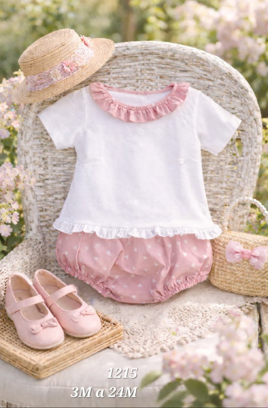 Conjunto bebé niña con braguita floral y camiseta blanca – Dulce, fresco y cómodo 🌸