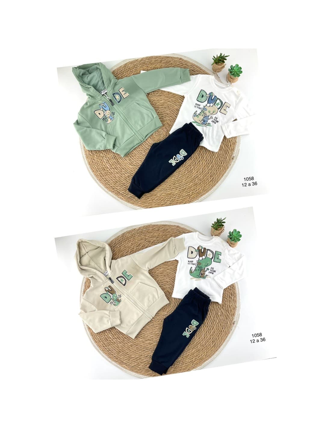 Conjunto de fato de treino de 3 peças Dude 522101058 para bebé menino com casaco, t-shirt e calças (12 a 36 meses)