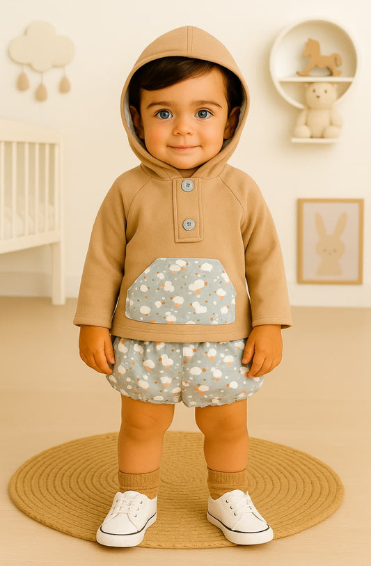 Conjunto bebé niño Creaciones Baby Ferr con capucha y estampado ovejitas 322123280