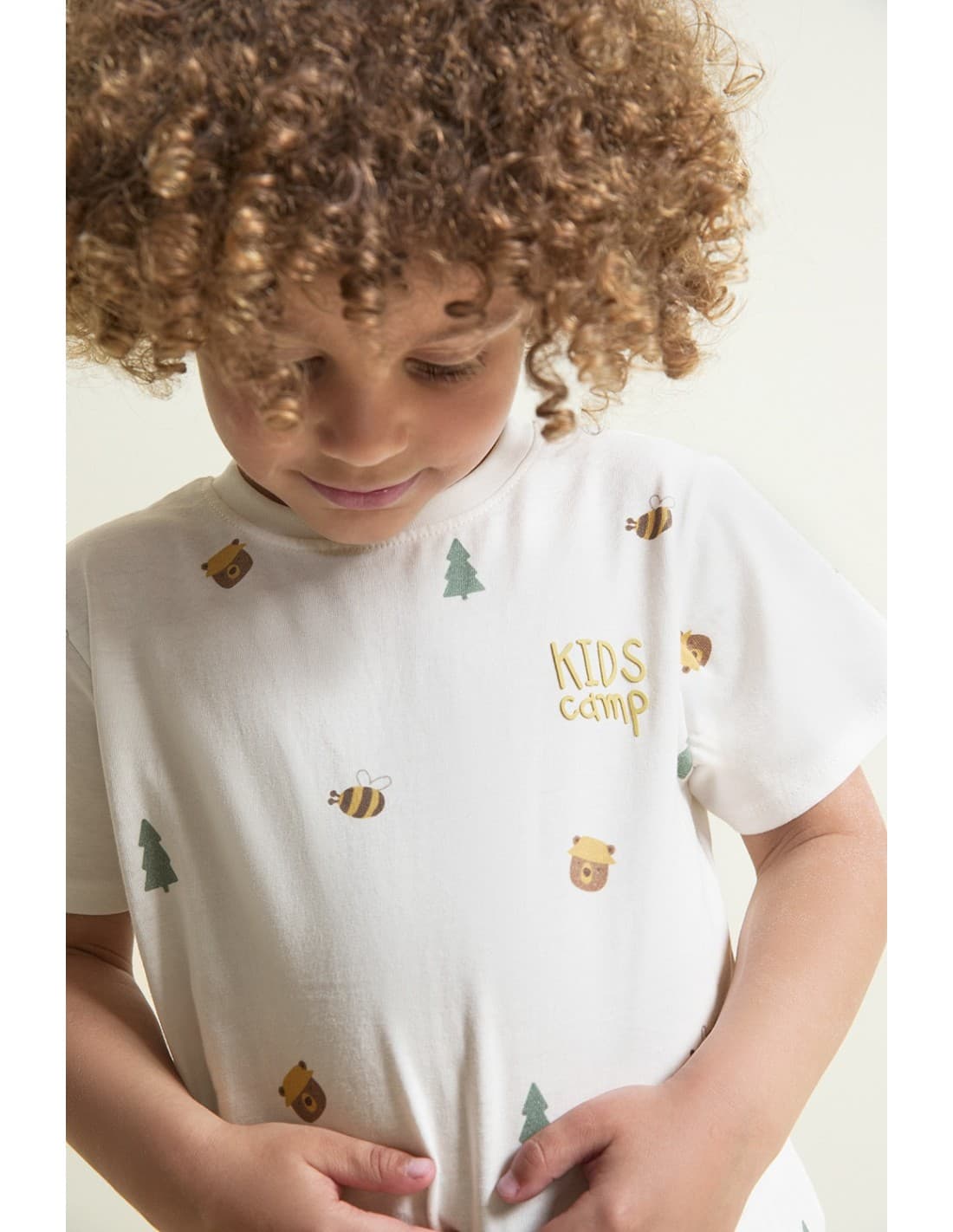 Conjunto infantil de niño STREET MONKEY con camiseta estampada y bermuda verde suave 622064032