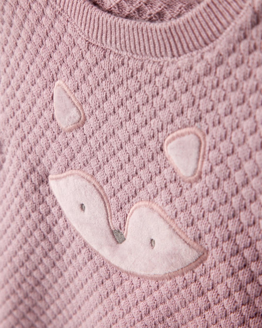 Conjunto dos piezas algodón con cárdigan rosa estampado y pantalón